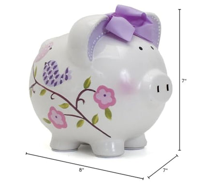 Child to Cherish Ceramic Piggy Bank for Girls, Paper Bird - color: Paper Bird