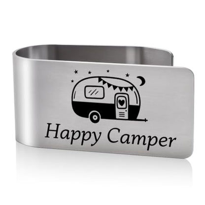Happy Camper Visor Clip for Cars Great Gifts for Travel Enthusiasts - color: silver 8