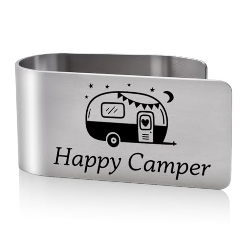 Happy Camper Visor Clip for Cars Great Gifts for Travel Enthusiasts - color: silver 8