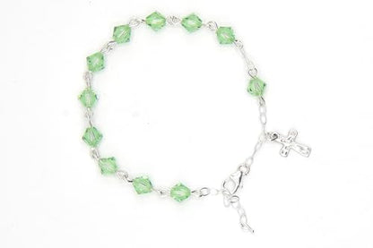 Catholic Communion Rosary Bracelet Created with Swarovski® Crystals, Glass - color: Peridot - August