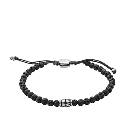 Fossil Men's Beaded Bracelet - color: Black Lava