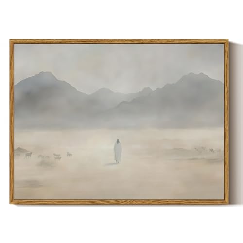 ARPEOTCY Framed Wall Decor Paintings, Jesus Wall Art Pictures, Christian Pictures Easter Home Decor, Religious Posters Prints for Living Room Bedroom Church, 12x16inch - color: Jesus Art, size: 16"L x 12"W