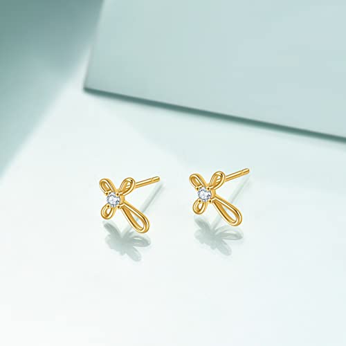 Rnivida 925 Sterling Silver Cross Stud Earrings for Women - color: Inifinity Cross Gold Plated