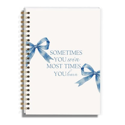 LRVSYUIN Coquette Blue Bow Notebook for Women, Christain Journal Gifts for Teen Girls, Preppy Spiral Notebook for Bible Study Note Taking - 5.5×8.3 - A01 - style: Christian Blue Bow