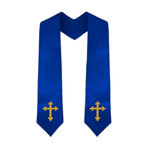 Clergy Stole & Choir Stole with Cross Embroidery 60'' (Pink) - color: Royal Blue