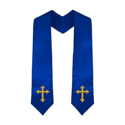 Clergy Stole & Choir Stole with Cross Embroidery 60'' (Pink) - color: Royal Blue