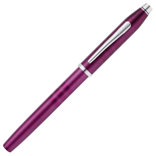 Cross Century II Midnight Plum Selectip Rollerball Pen,Contrasting Signature triple stripe detail, Sandblasted Engraved Surface, Polished Chrome Appointments, Luxury Gift Box