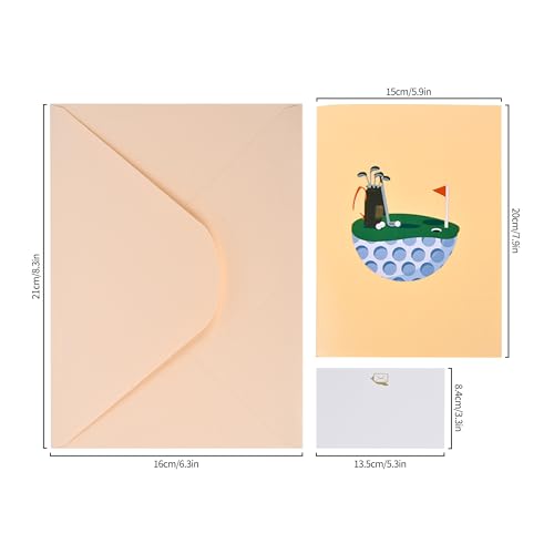 3D Pop Up Interesting Cards for men - Golf theme Greeting Card - color: Golf course