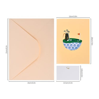 3D Pop Up Interesting Cards for men - Golf theme Greeting Card - color: Golf course