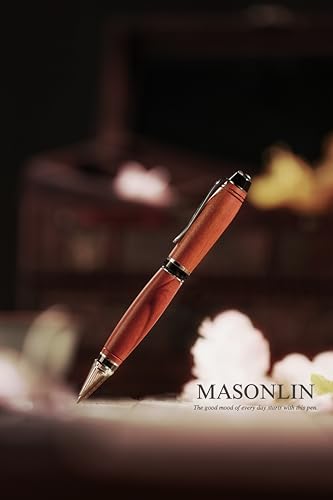 Hand Crafted Masonlin Series Ballpoint Luxury Pen, Rosewood With Black Titanium Fine Writing Instrument, Elegant Writing Pen With Gift Box - color: Natural