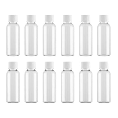 12PCS 30ml/1oz Empty Refillable PET Transparent Plastic Jar Bottles Travel Cosmetic Container Pot Holder With Plastic Screw Lid For Lotion Essential Oil Toner Perfume(Cap Color Random)