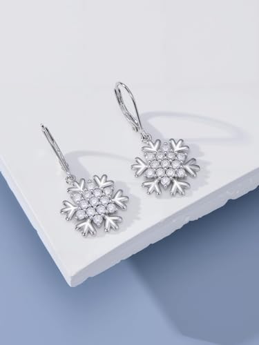 Dorunmo 925 Sterling Silver Dangle Drop Earrings for Women Holiday Earrings Hypoallergenic Halloween Christmas Jewelry Festival Gifts for Women - style: Christmas-Snowflake-03