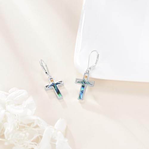 AOBOCO Mustard Seed Earrings for Women Sterling Silver Mountain Cross Earrings Dangle Christian Religion Jewelry Mothers Day Birthday for Mom Wife Friends - style: Mustard Seed Cross