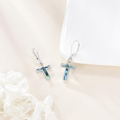 AOBOCO Mustard Seed Earrings for Women Sterling Silver Mountain Cross Earrings Dangle Christian Religion Jewelry Mothers Day Birthday for Mom Wife Friends - style: Mustard Seed Cross