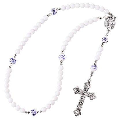 Handmade Catholic Rosary Beads - color: white