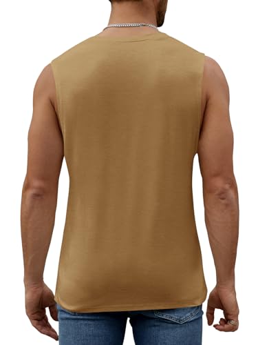 Men's Cotton Graphic Tank Tops Jesus Cross Believe Printed Faith Christian Shirts - color: #Khaki, size: Small