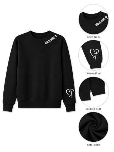 Christian Sweatshirts for Women Faith Bible Verse Religious Shirts - color: Black2, size: X-Large