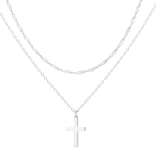 Zalcon Layered Cross Necklaces Jewelry Stack for Women Non Tarnish - style: Silver