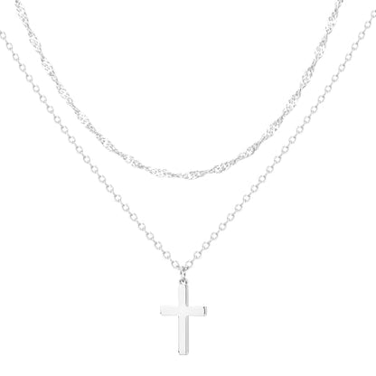 Zalcon Layered Cross Necklaces Jewelry Stack for Women Non Tarnish - style: Silver