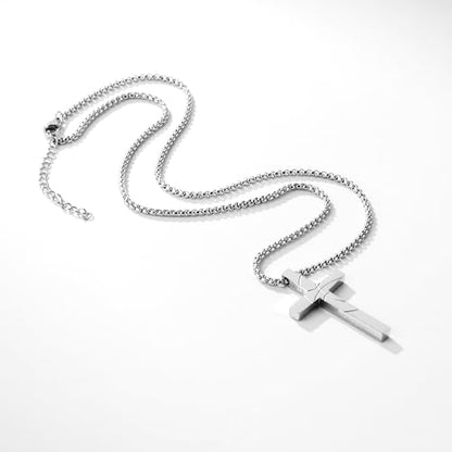 Basketball Cross Necklace for Boys Men - color: Silver, style: 19:26 All things are possible