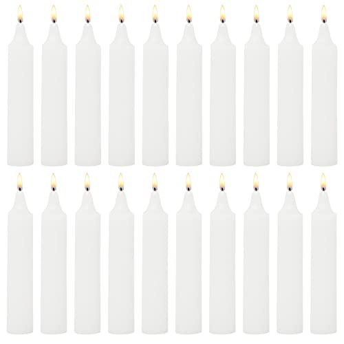 20pk Small White Spell Candles - Short Taper Vigil Candles, Burn up to 3 Hours Each, Ideal for Religious Faith, Prayer & Meditation