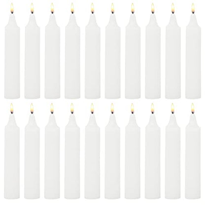 20pk Small White Spell Candles - Short Taper Vigil Candles, Burn up to 3 Hours Each, Ideal for Religious Faith, Prayer & Meditation
