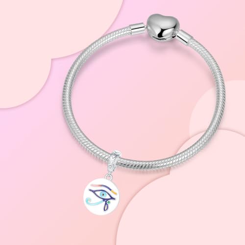 LUXILLA 925 Sterling Silver Charm Golden Family Tree Sparkling Cross Cute Dragon Charms Fits Bracelets Necklace Pendant Bead Jewelry Gift for Women Family Friends - color: Eye of Horus Charm