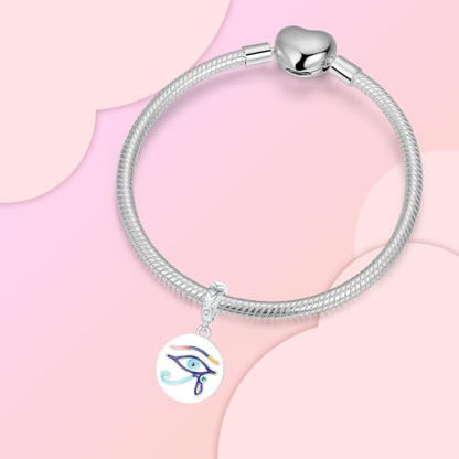 LUXILLA 925 Sterling Silver Charm Golden Family Tree Sparkling Cross Cute Dragon Charms Fits Bracelets Necklace Pendant Bead Jewelry Gift for Women Family Friends - color: Eye of Horus Charm