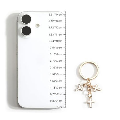 Christian Cross Keychain Inspirational Keychains with Cross Pendant Bible Verse Keycharm Motivational Gift for Women - color: White