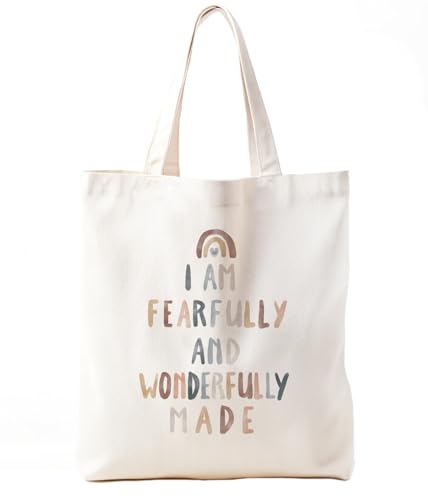 Christian Bible Inspirational Tote Bag for Church Baptism - color: I Am Fearfully