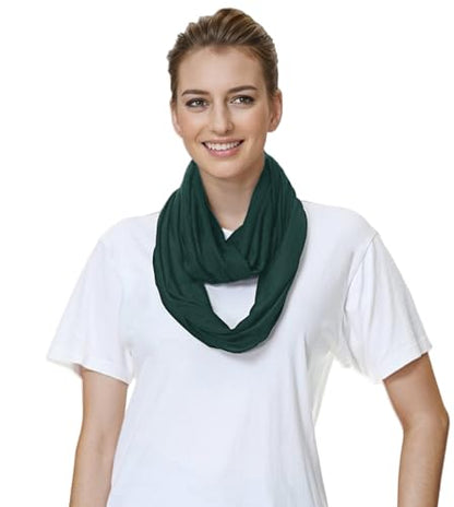 Lina & Lily Premium Modal Jersey Knit Women's Infinity Scarf Loop Lightweight - color: Dark Green