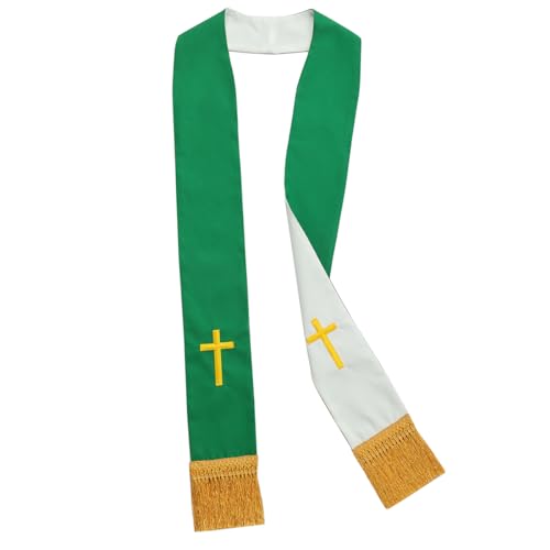 BLESSUME Church Clergy Pastor Reversible Stole - color: Green and White 1