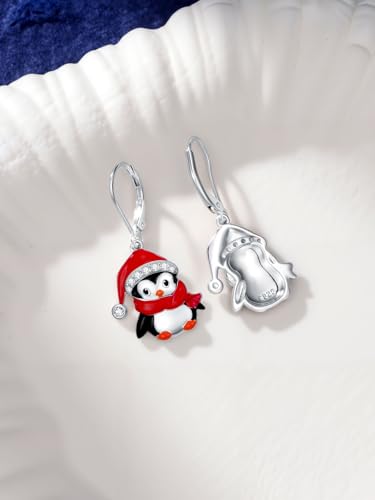 Dorunmo 925 Sterling Silver Dangle Drop Earrings for Women Holiday Earrings Hypoallergenic Halloween Christmas Jewelry Festival Gifts for Women - style: Christmas-Penguin