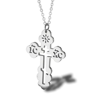 Orthodox Cross Necklace Ilya Necklace Merch Jewelry for Women, Silver, Rose Gold and Gold, Adjustable Chain 18 to 20 Inches - color: Silvery