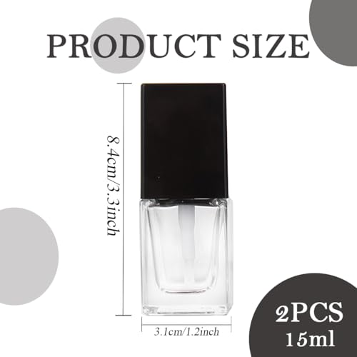 2Pcs 15ml/0.5oz Empty Clear Square Glass Emulsion Essence Bottle With Black Pump Head Cosmetic Foundation Travel Vials Containers Holder For Lotion Cleanser Essential Oils Liquids Body Cream