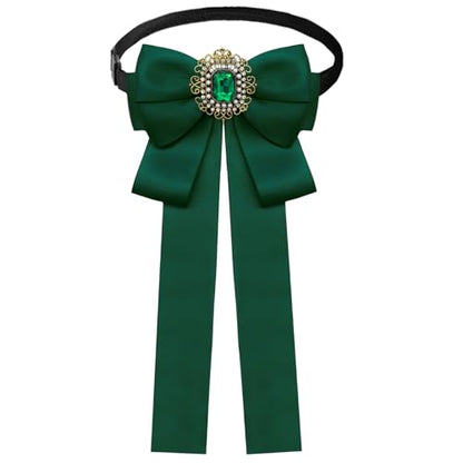 Womens Bow Tie Adjustable Rhinestone Bowtie for Women Ladies Girls Pre-tied Womens Tie for Shirt Suit Uniform - color: Green-strap-style 2