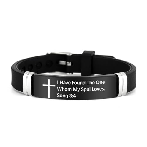 2Pcs Cross Bracelet with Bible Verse,Inspirational Quote Wristband Adjust Silicone Band Scripture Bracelets Faith Inspirational Baptism Gift Daily Reminder Jewelry for Men Women Couples - style: Song 3 4