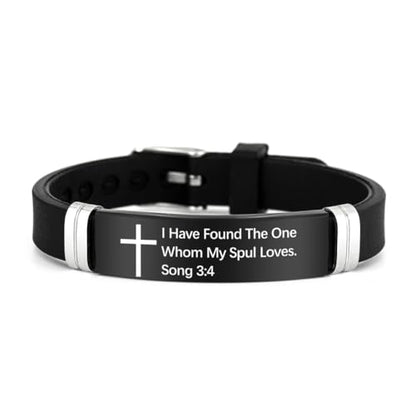 2Pcs Cross Bracelet with Bible Verse,Inspirational Quote Wristband Adjust Silicone Band Scripture Bracelets Faith Inspirational Baptism Gift Daily Reminder Jewelry for Men Women Couples - style: Song 3 4