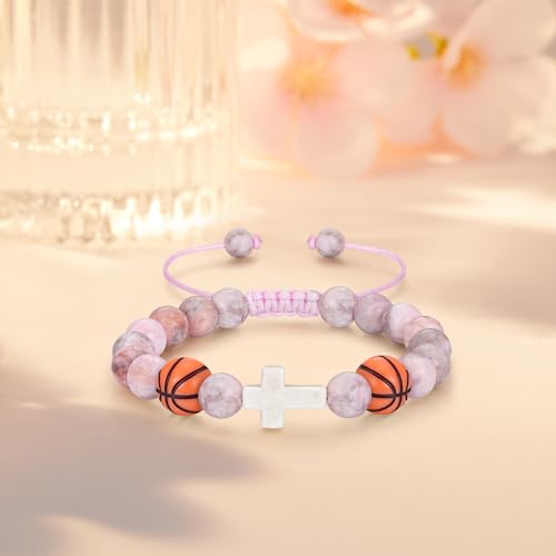 Bracelets for Girls Cross Soccer Bracelets Birthday Gifts for Girl - color: 5# Basketball Girl