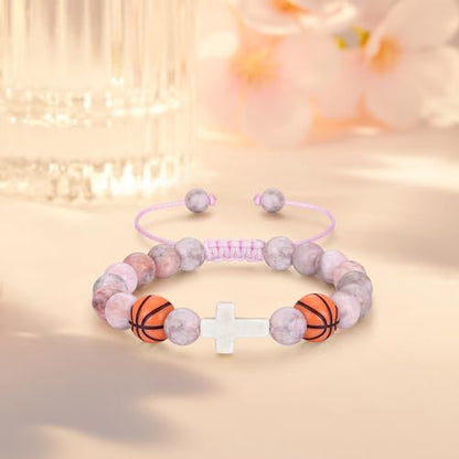 Bracelets for Girls Cross Soccer Bracelets Birthday Gifts for Girl - color: 5# Basketball Girl