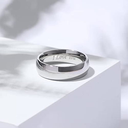 King Will 316L Wedding Band for Men Women, 4-8mm I LOVE YOU Dome Size 4-15 - color: A-Sliver-Plated-7mm