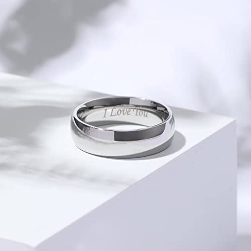 King Will 316L Wedding Band for Men Women, 4-8mm I LOVE YOU Dome Size 4-15 - color: A-Sliver-Plated-7mm