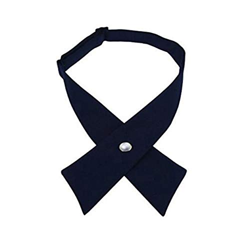 Tie for Men Women Adjustable Criss-Cross Bowtie School Uniform Pre Tied Bows for Girls Neck Tie Accessories bowtie03 - color: D Navy