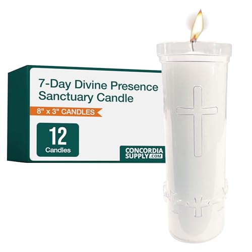 Concordia Supply 7-Day Sanctuary Candle, White, 8" x 3", Pack of 12