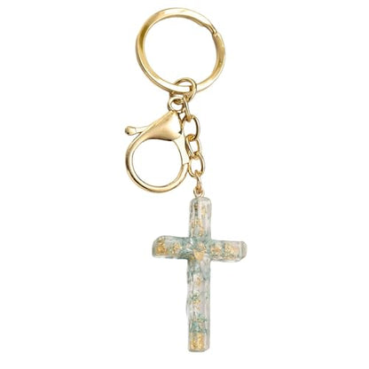 Cross Keychain,Jesus Key Chain Christian Gifts for Women, Religious Bag Charms for Purse Handbags Backpacks - color: Green