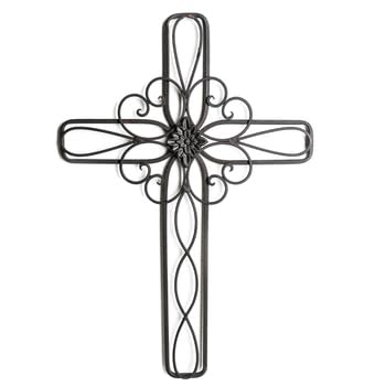 Mardel Swirls & Flower Cross Wall Decor, 26.75 x 18 inches