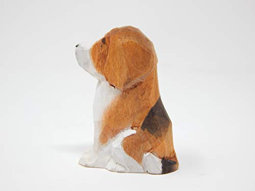 Selsela Hand-Carved Beagle Dog Figurine - Miniature Small Wooden Puppy Statue Carving, Handmade Home Decor Small Animals Pet Canine Hound for Home Decor & Collectibles - style: Beagle