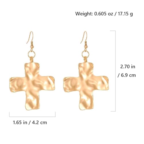 Chunky Gold Silver Cross Drop Dangle Earrings for Women Statement Western - color: Gold