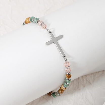 BOMAIL 9PCS Cross Beaded Bracelets for Women - color: A-Silver