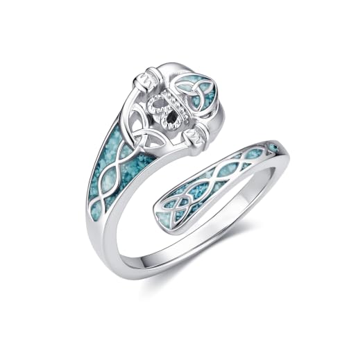Turquoise Spoon Rings Sterling Silver Spoon Jewelry Gift For Women - color: Claddagh